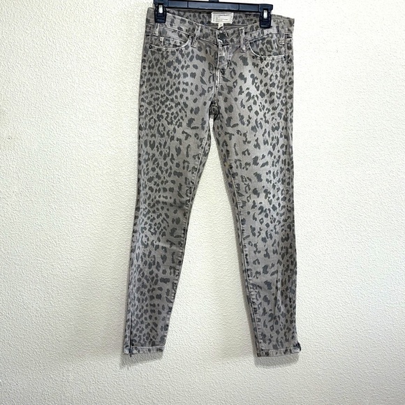 Current Elliot The Stiletto Grey Leopard Jeans - Picture 1 of 8